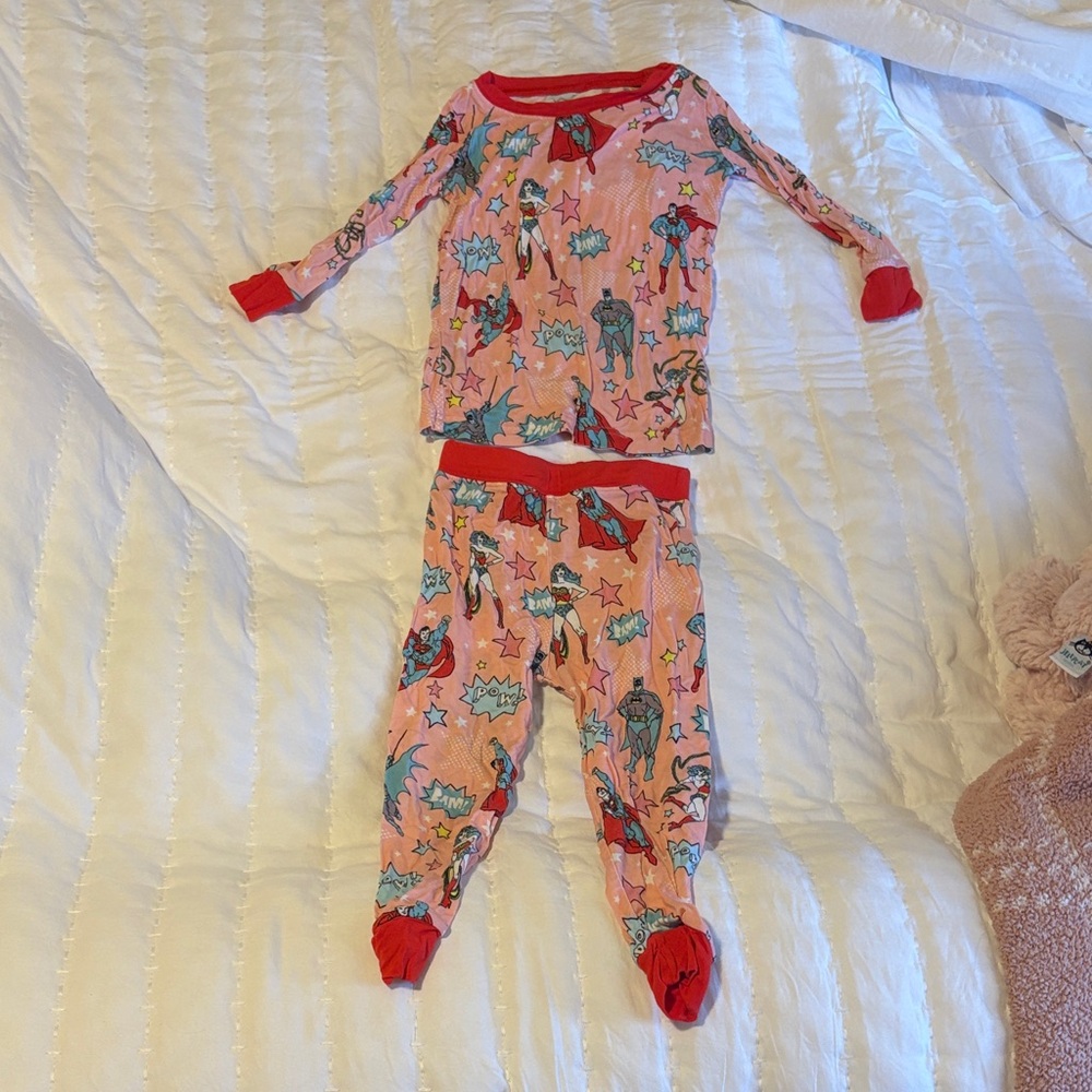 Little Sleepies Superhero Pajama Set - Pink and Red